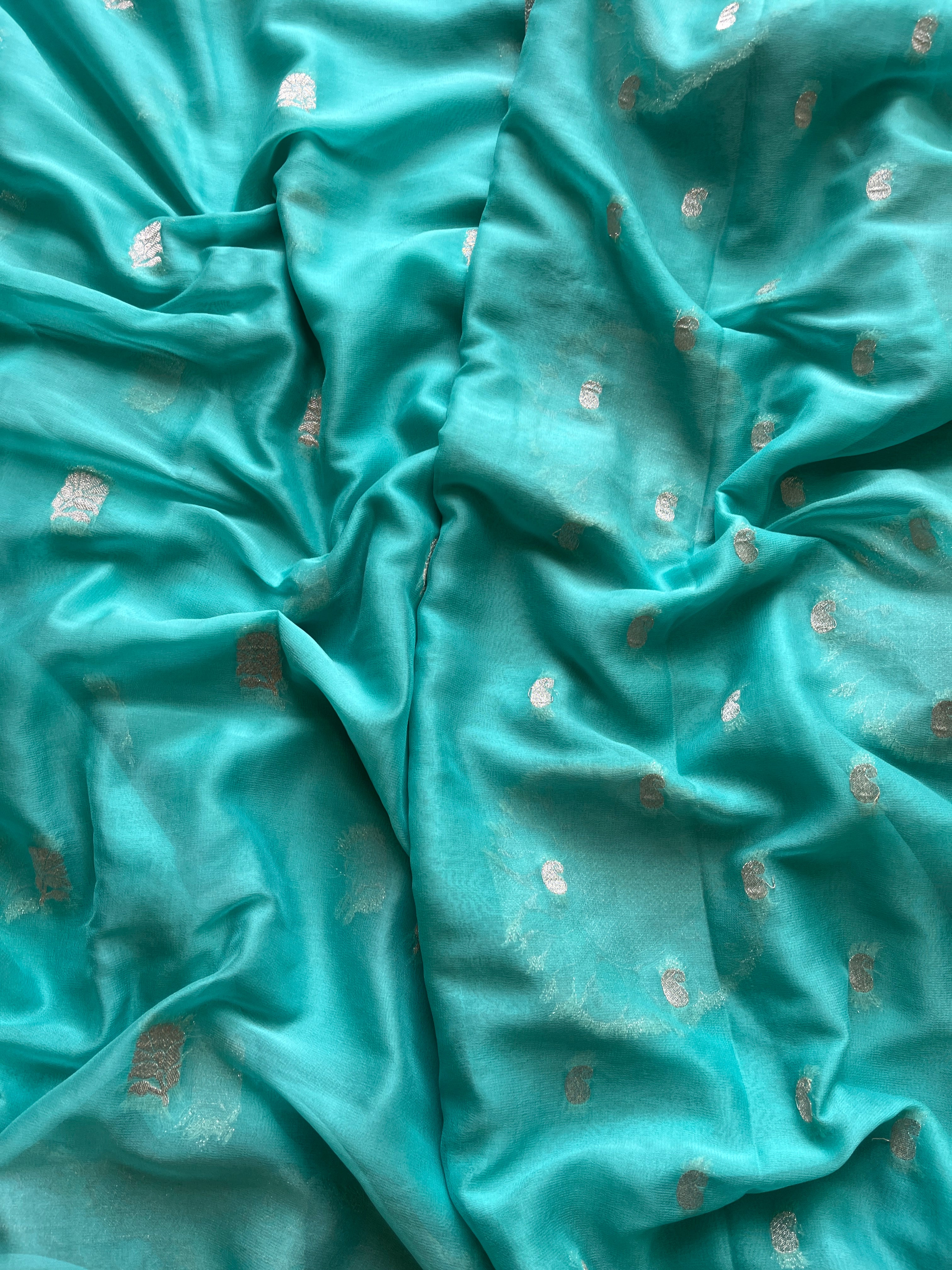 Blue Chiffon Saree